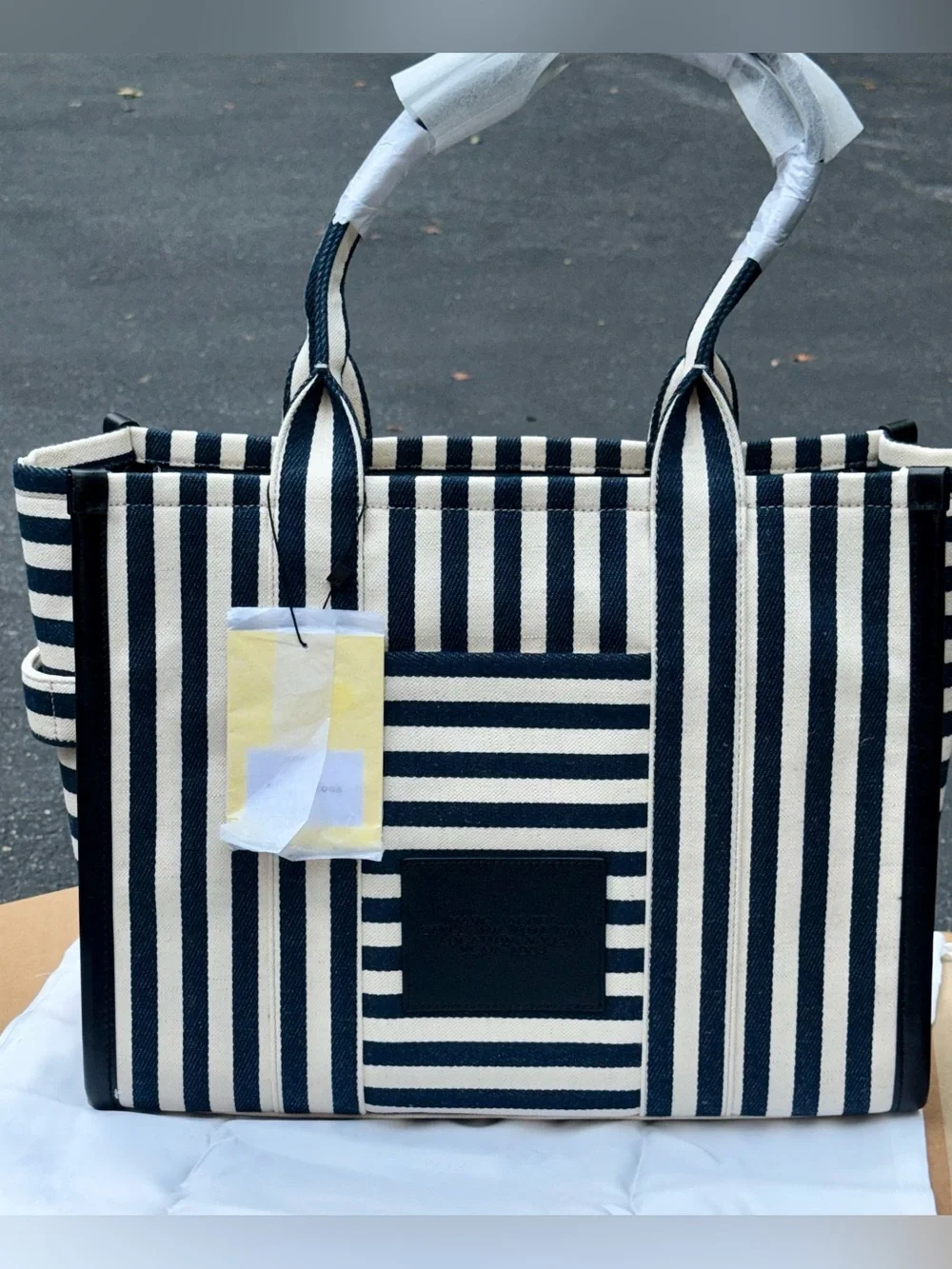 Marc Jacobs large Navy and White Striped Canvas Tote